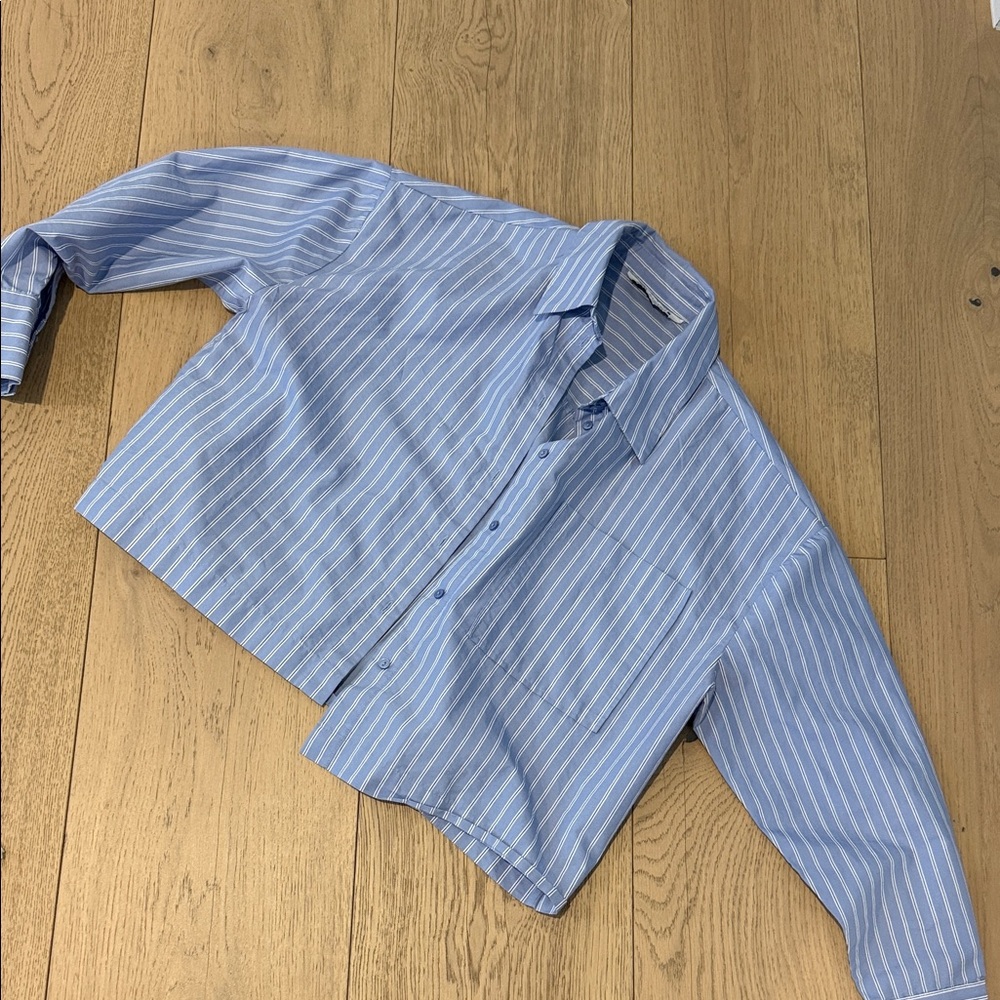 Striped Light Blue Button-Up Shirt